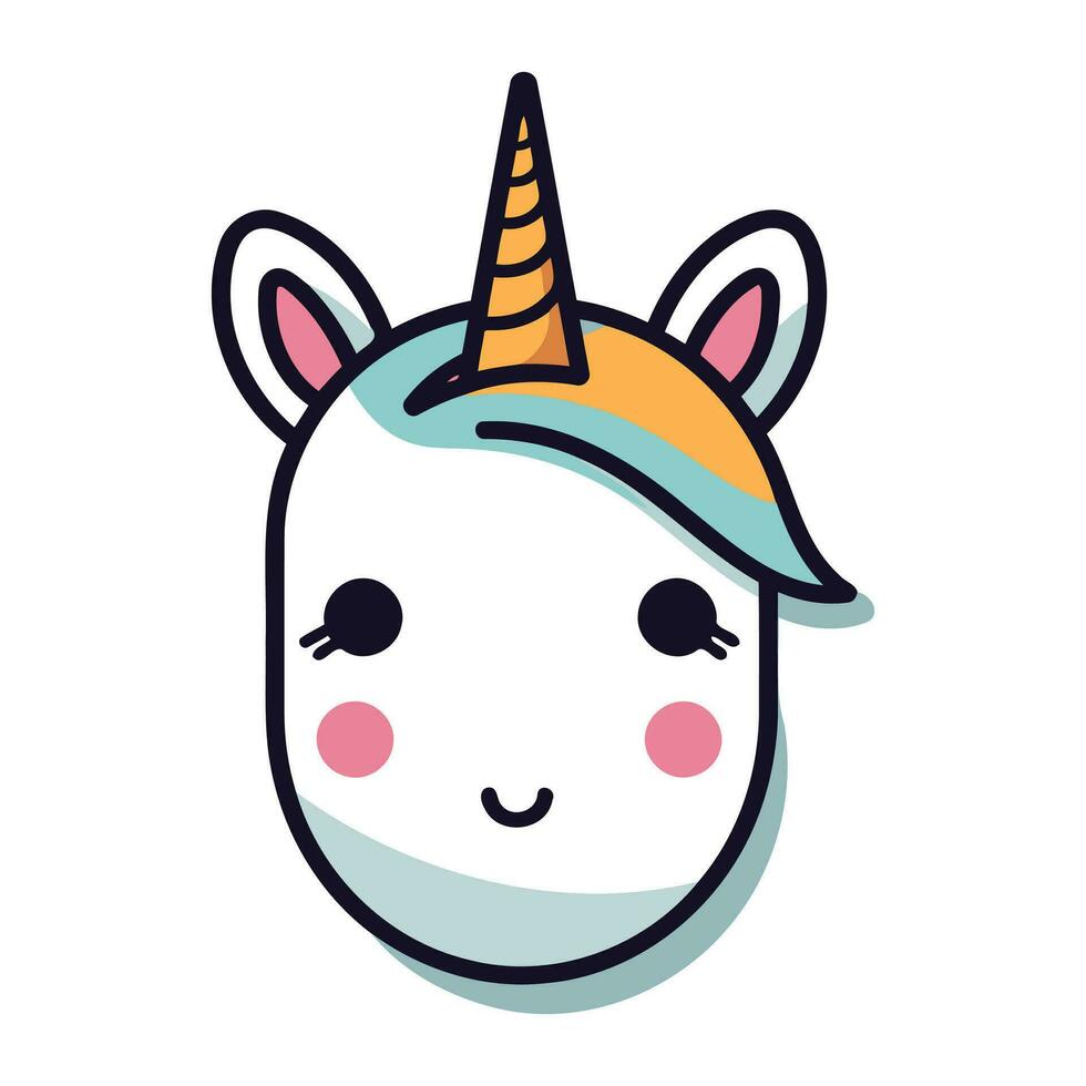 mignonne Licorne tête kawaii personnage vecteur illustartion conception