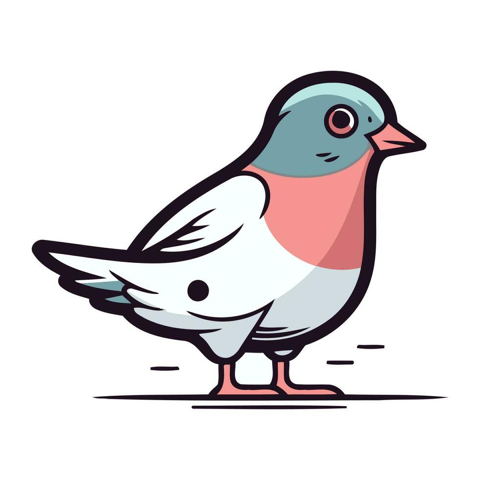 Pigeon vecteur illustration. mignonne dessin animé oiseau isolé sur blanc Contexte.