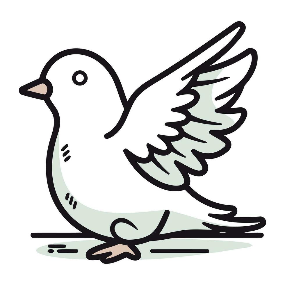 Colombe de paix griffonnage icône. vecteur illustration isolé sur blanc Contexte.