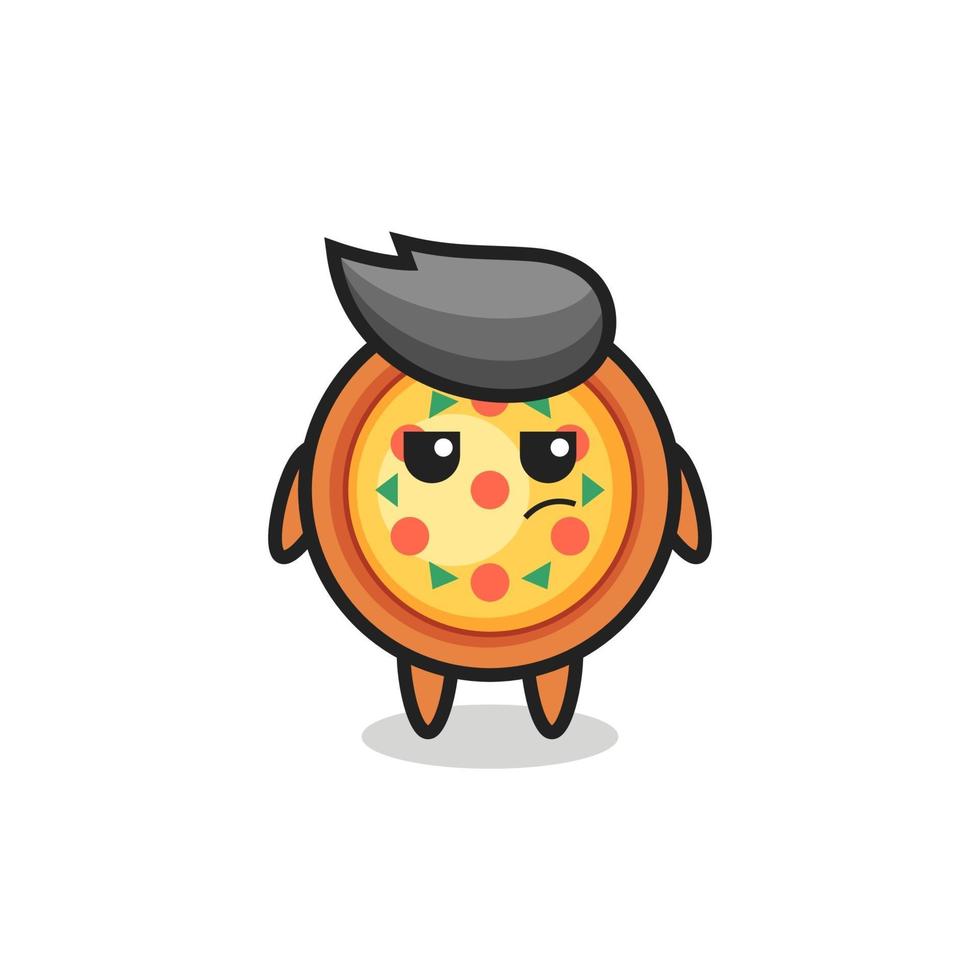 personnage de pizza mignon avec une expression suspecte vecteur