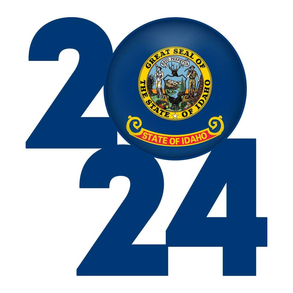 2024 bannière avec Idaho Etat drapeau à l'intérieur. vecteur illustration.
