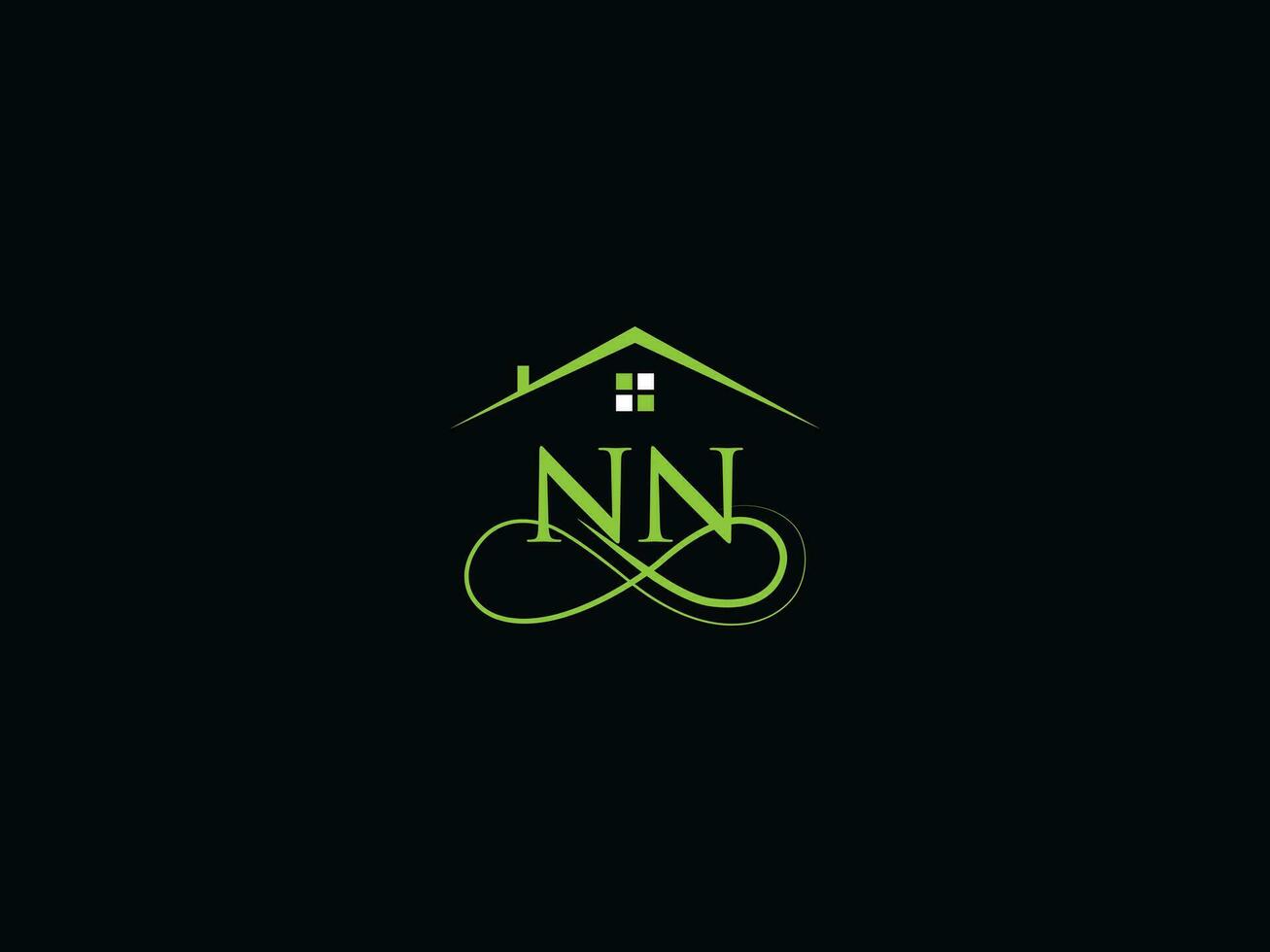 réel biens nn logo image, luxe nn moderne bâtiment lettre logo vecteur