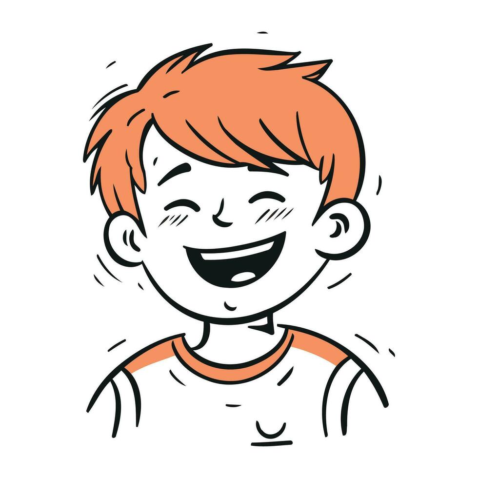 souriant garçon. vecteur illustration de une content garçon avec rouge cheveux.