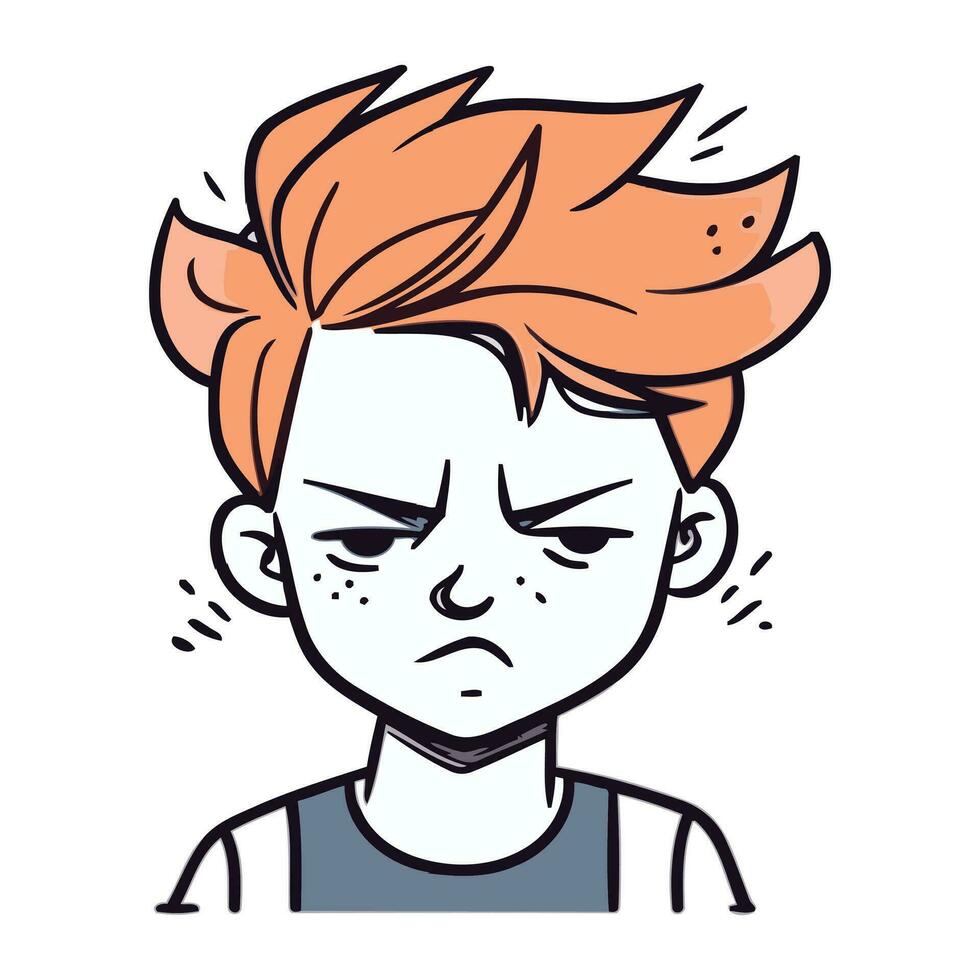 en colère homme avec rouge cheveux. vecteur illustration dans dessin animé style.