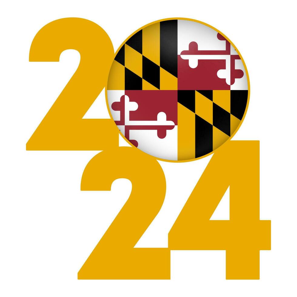 2024 bannière avec Maryland Etat drapeau à l'intérieur. vecteur illustration.