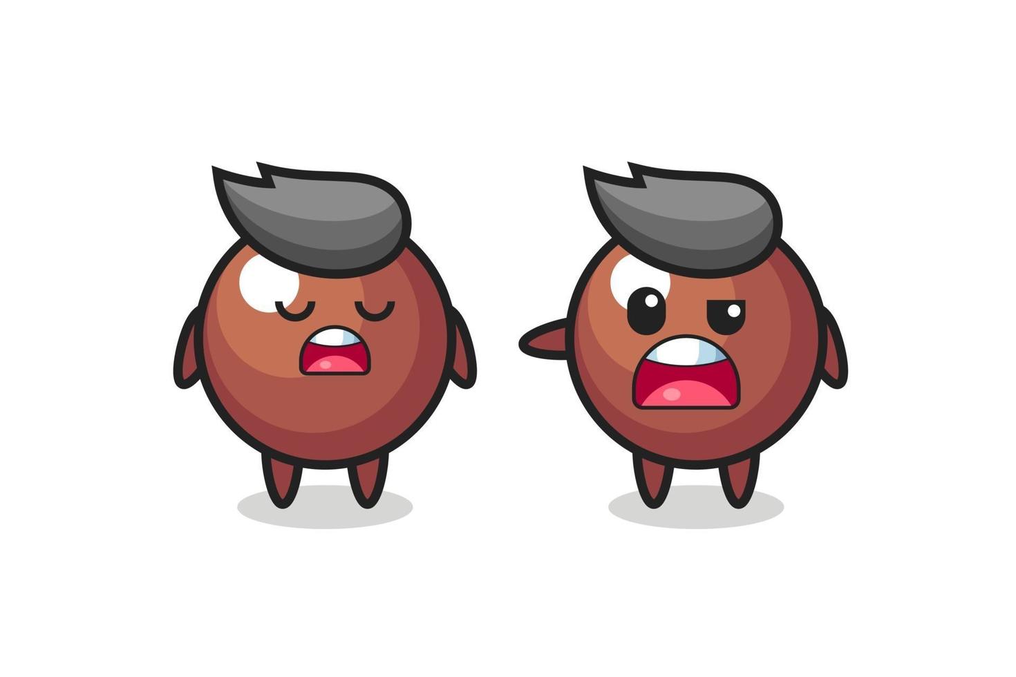 illustration de la dispute entre deux personnages mignons de boule de chocolat vecteur