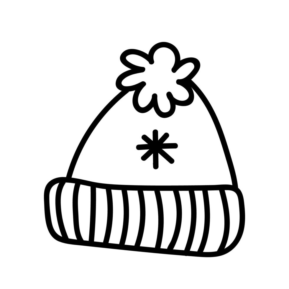 Chapeau chaud d'hiver avec pompon isolé sur fond blanc vecteur