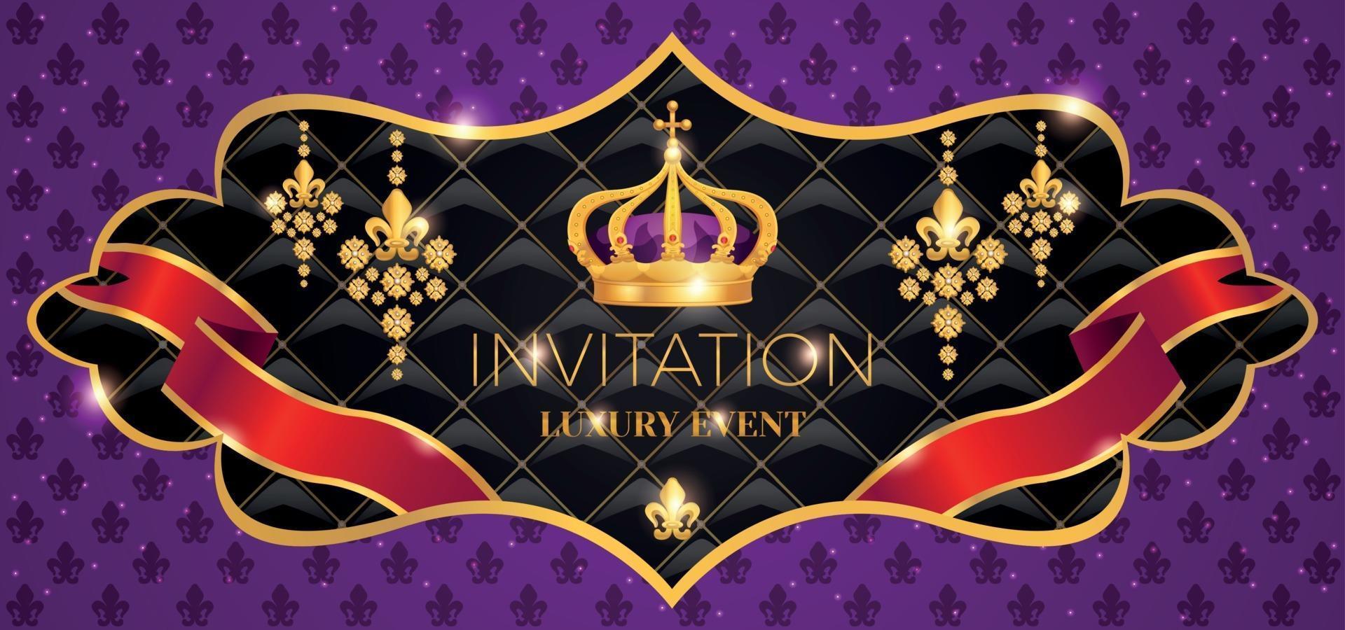 conception d'invitation de couronne royale vecteur