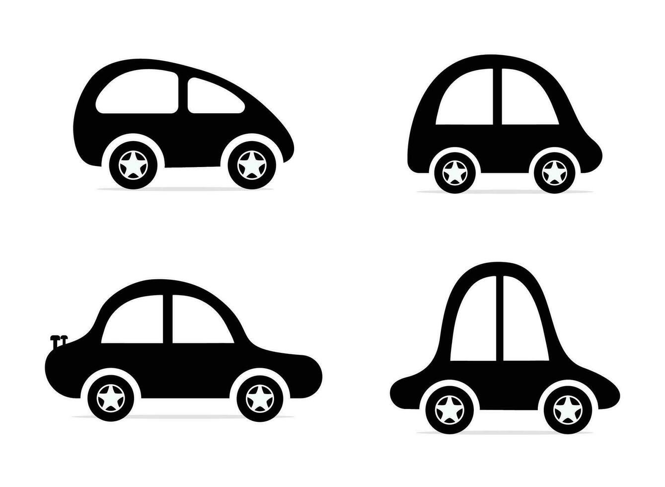 silhouette dessin animé voitures Facile mignonne vecteur illustration