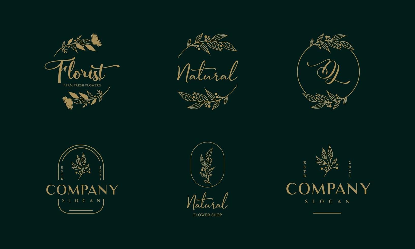 création de logo floral de luxe de fleurs. style moderne d'éléments de conception. vecteur