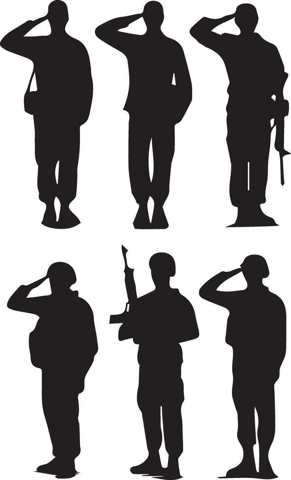 saluer soldat vecteur silhouette