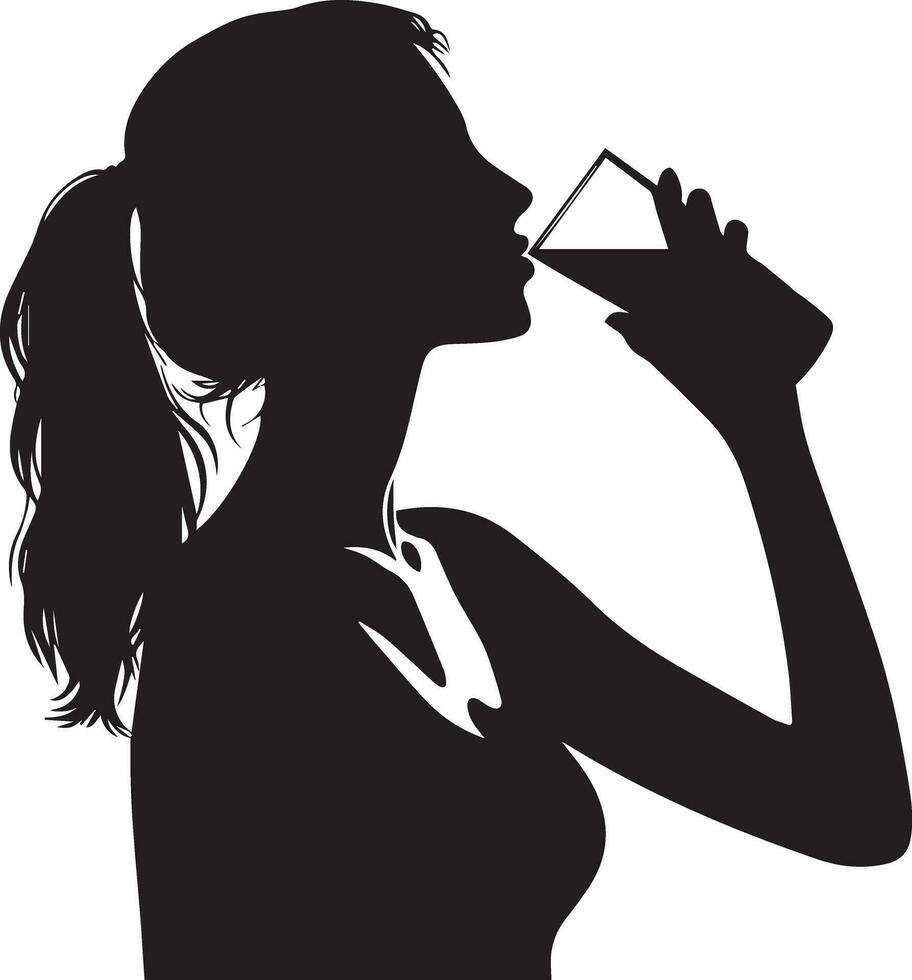 femme boisson l'eau vecteur silhouette illustration 6