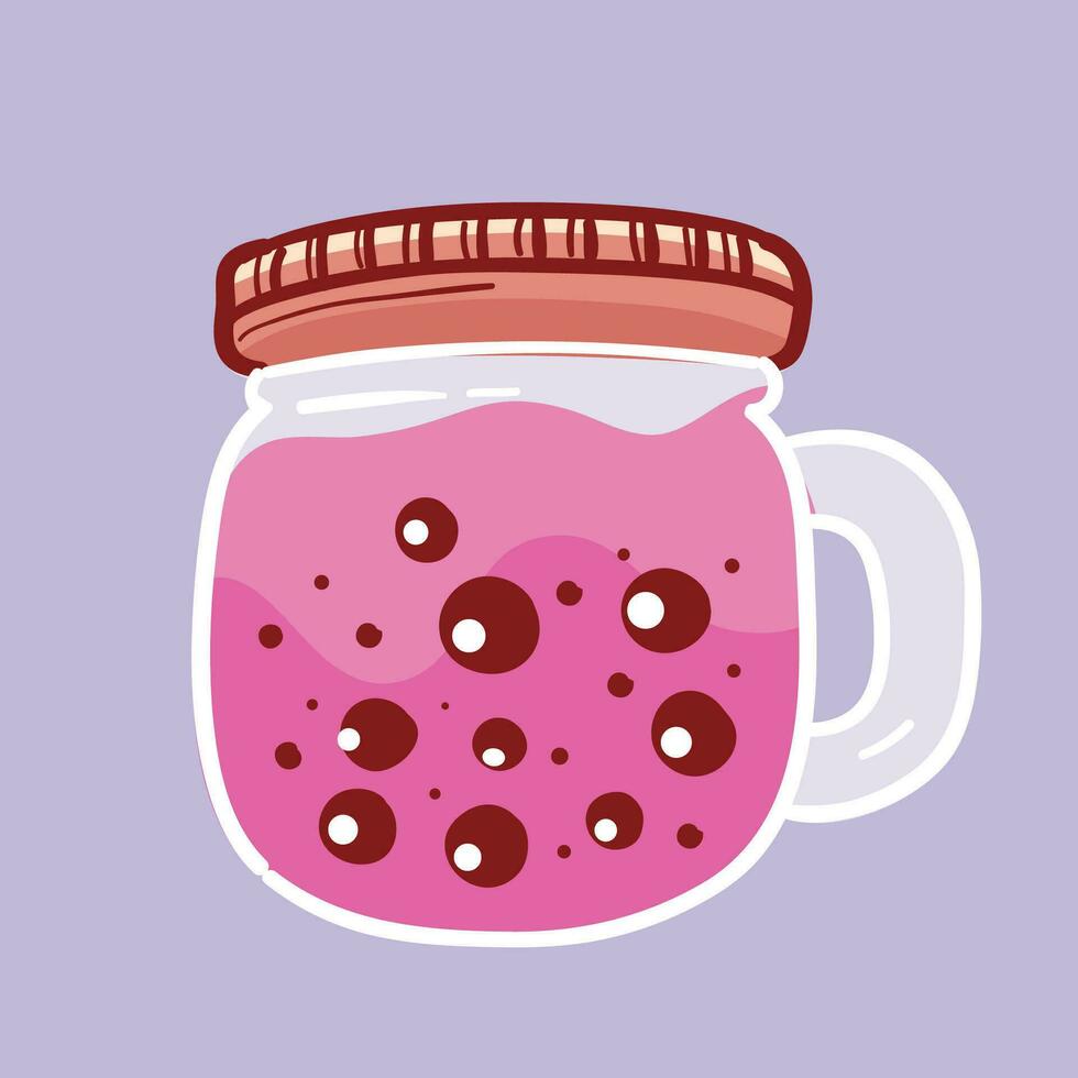 vecteur bulle boisson avec fraise saveur et boba Garniture avec tasse emballage prime vecteur illustration