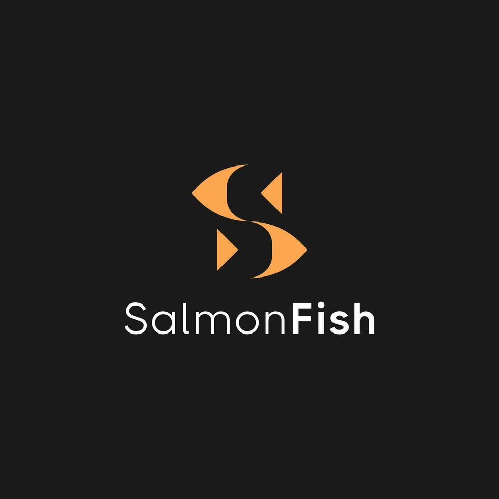 lettre s logo et poisson icône vecteur