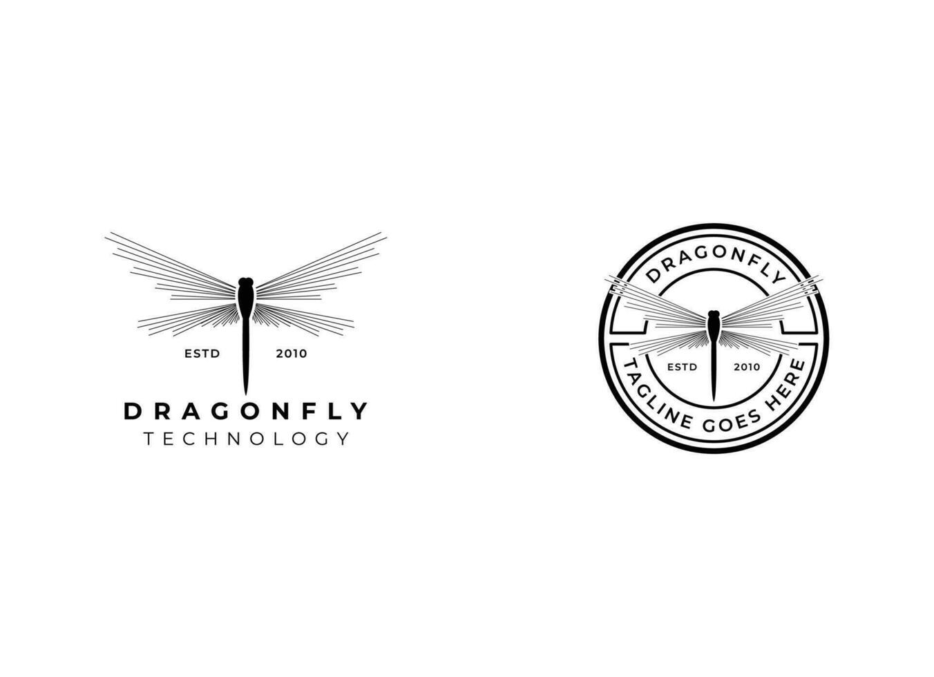 Facile et minimaliste libellule logo conception. contour libellule logo vecteur