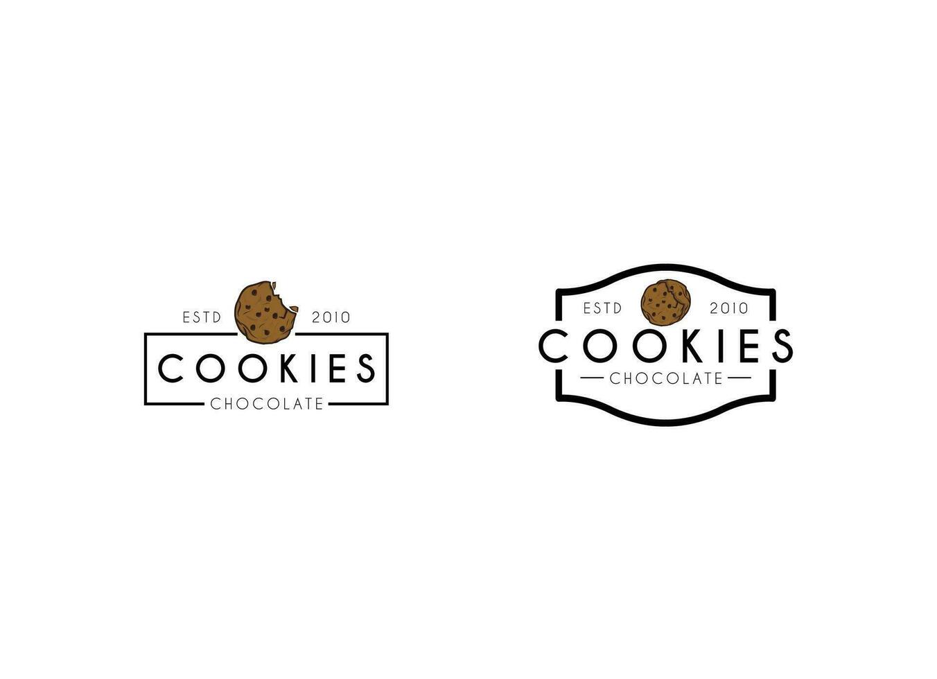 logo de cookies créatifs. logo de biscuits au chocolat. logo vectoriel d'entreprise génial.