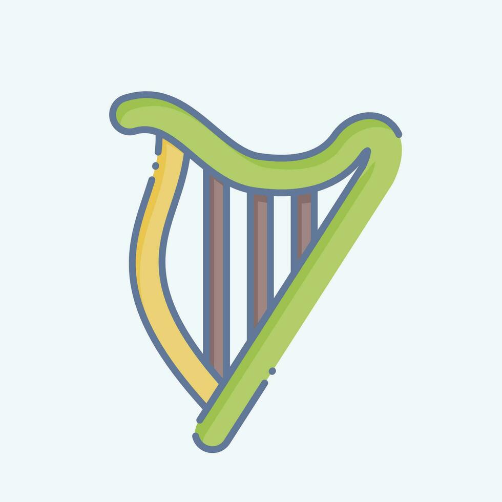 icône harpe. en relation à celtique symbole. griffonnage style. Facile conception modifiable. Facile illustration vecteur