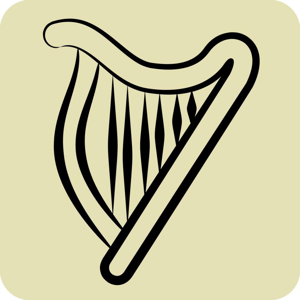 icône harpe. en relation à celtique symbole. main tiré style. Facile conception modifiable. Facile illustration vecteur