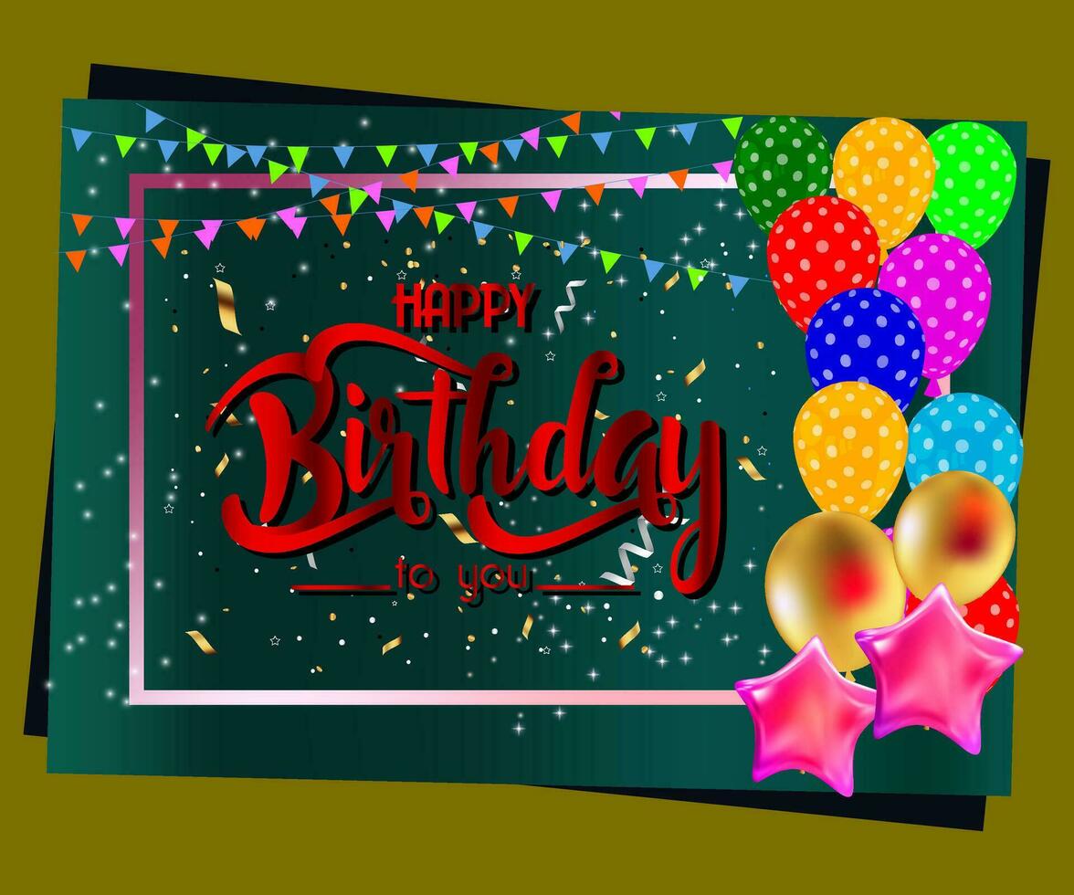content anniversaire à vous texte avec ballon et confettis décoration élément pour naissance journée fête salutation carte conception. vecteur illustration