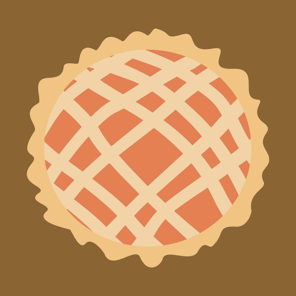 chaud Pomme tarte. vecteur plat dessin animé illustration. chaud cuit dessert, isolé conception élément. l'automne action de grâces journée sucré cuit gâteau. boulangerie logo, affiche, carte modèle. Haut voir.