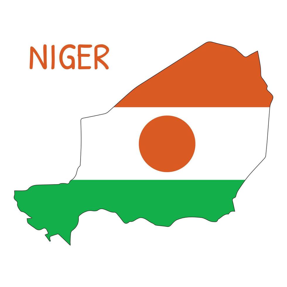 Niger nationale drapeau en forme de comme pays carte vecteur