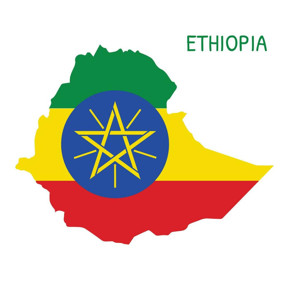 Ethiopie nationale drapeau en forme de comme pays carte vecteur
