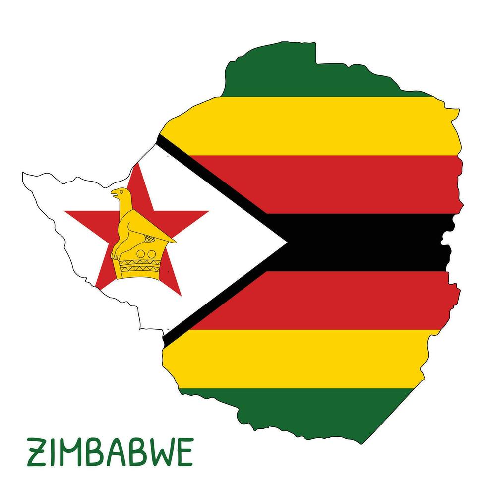 Zimbabwe nationale drapeau en forme de comme pays carte vecteur