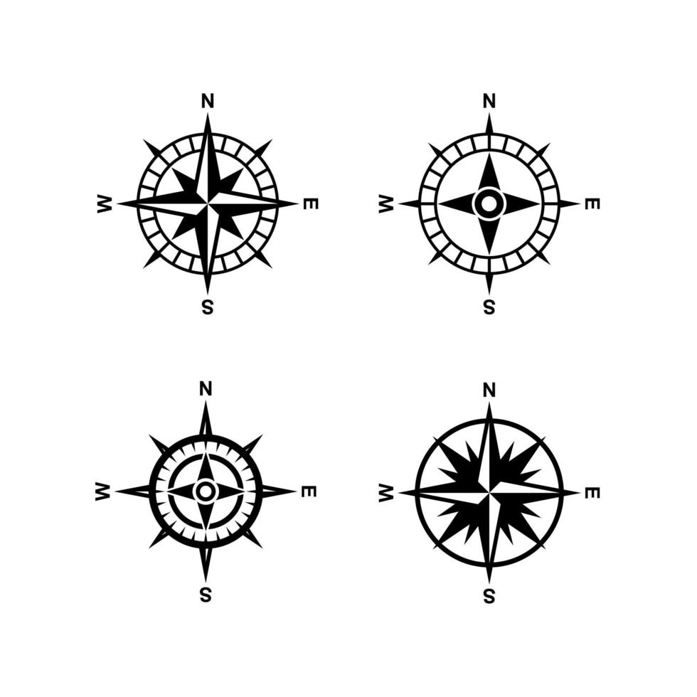 Définir la conception de l'icône du logo noir vecteur boussole premium collection