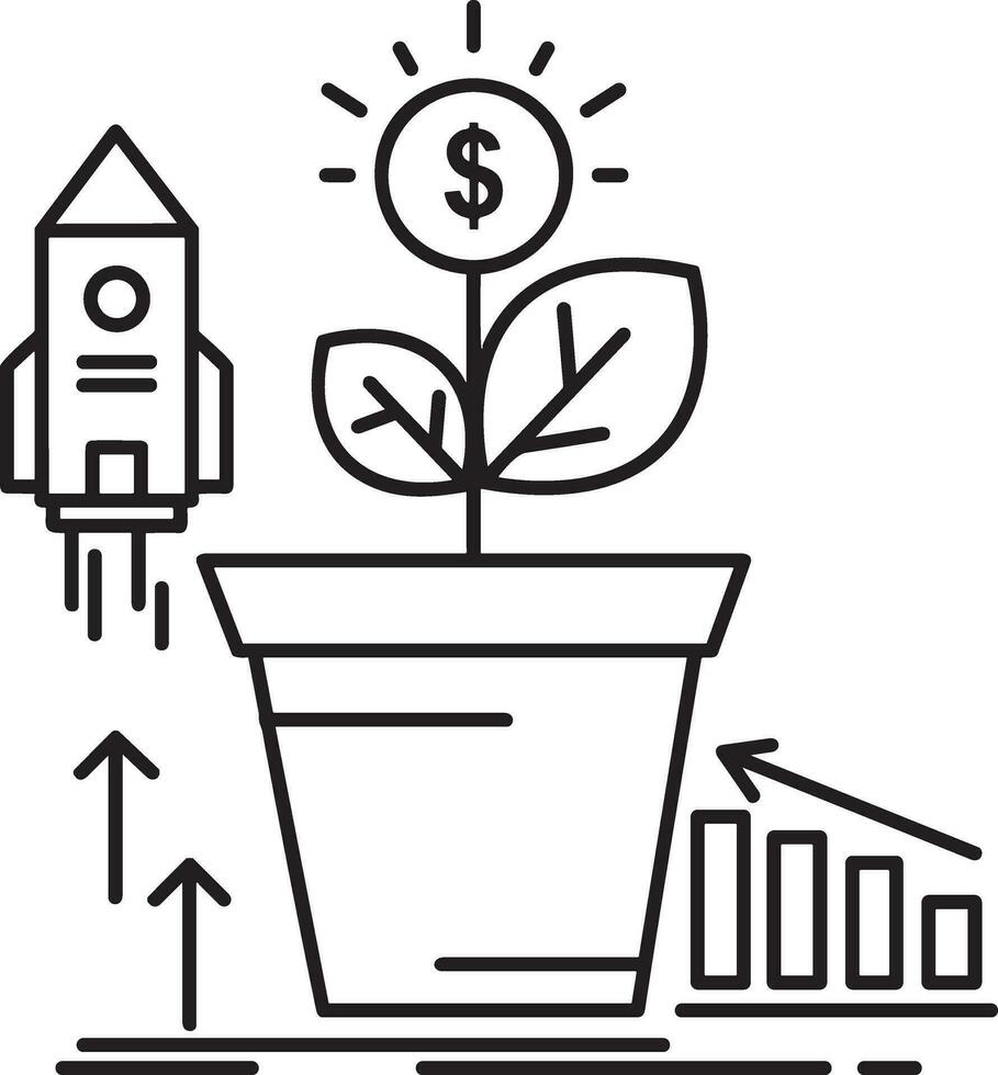 croissance affaires icône symbole vecteur image. illustration de le le progrès contour infographie stratégie développement conception image