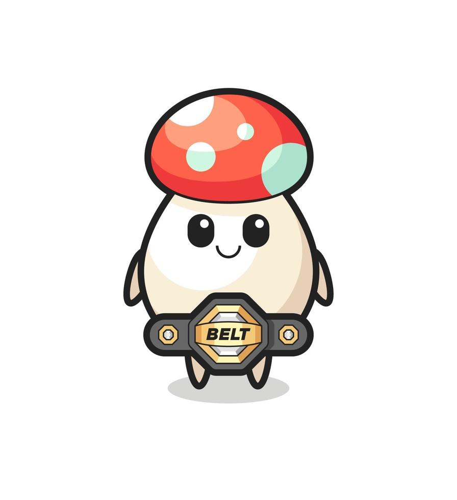 la mascotte de champignon de combat mma avec une ceinture vecteur