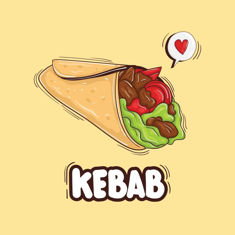 illustration colorée de kebab dessiné à la main vecteur