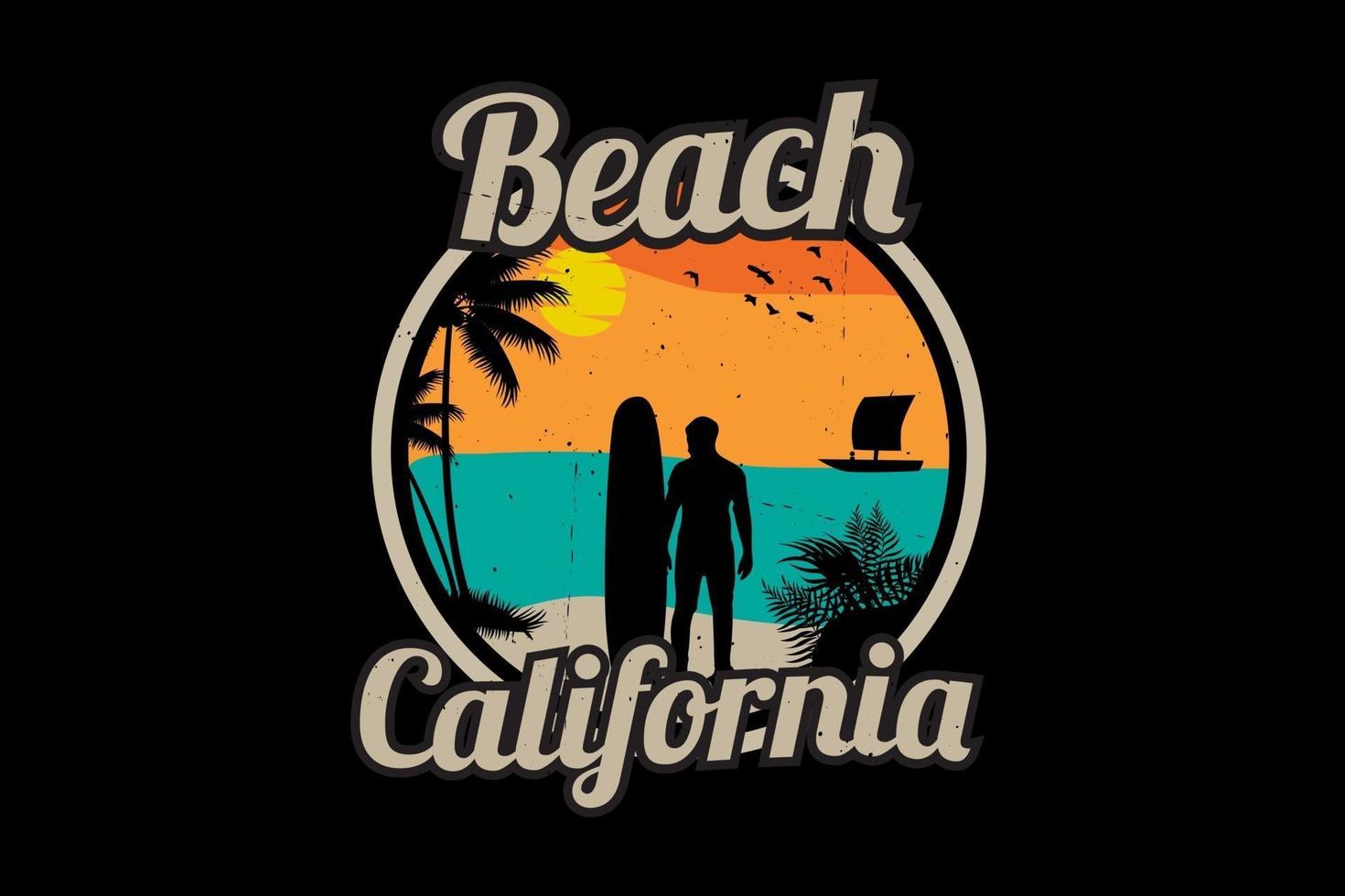 conception de silhouette de plage en californie vecteur