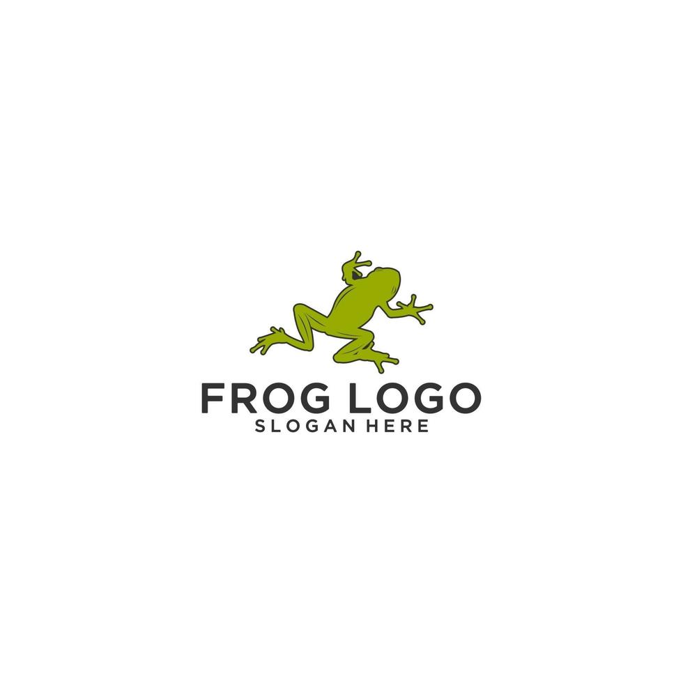 modèle de logo de grenouille en fond blanc vecteur