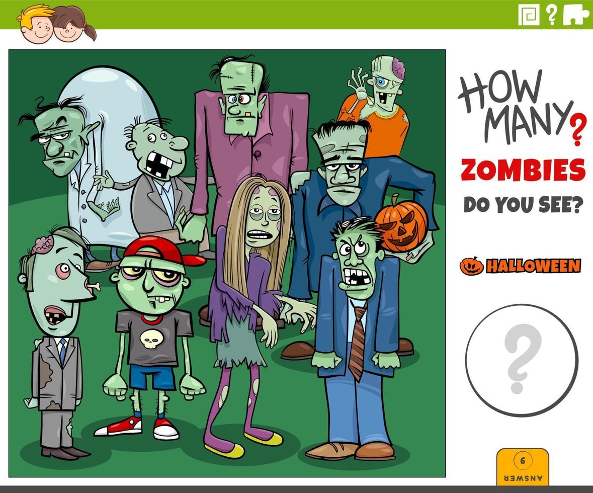 combien de jeux éducatifs de zombies de dessins animés pour les enfants vecteur