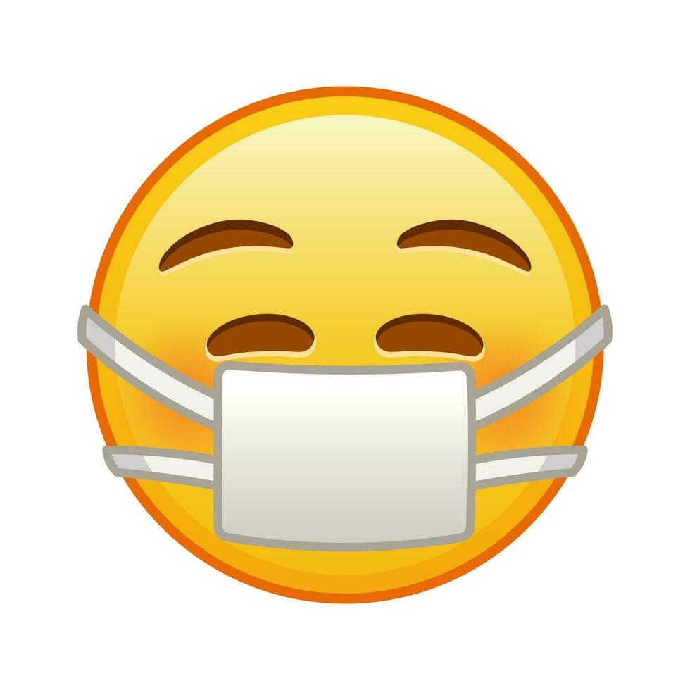 visage avec médical masque grand Taille de Jaune emoji sourire vecteur