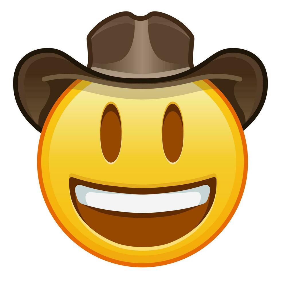 cow-boy chapeau visage grand Taille de Jaune emoji sourire vecteur