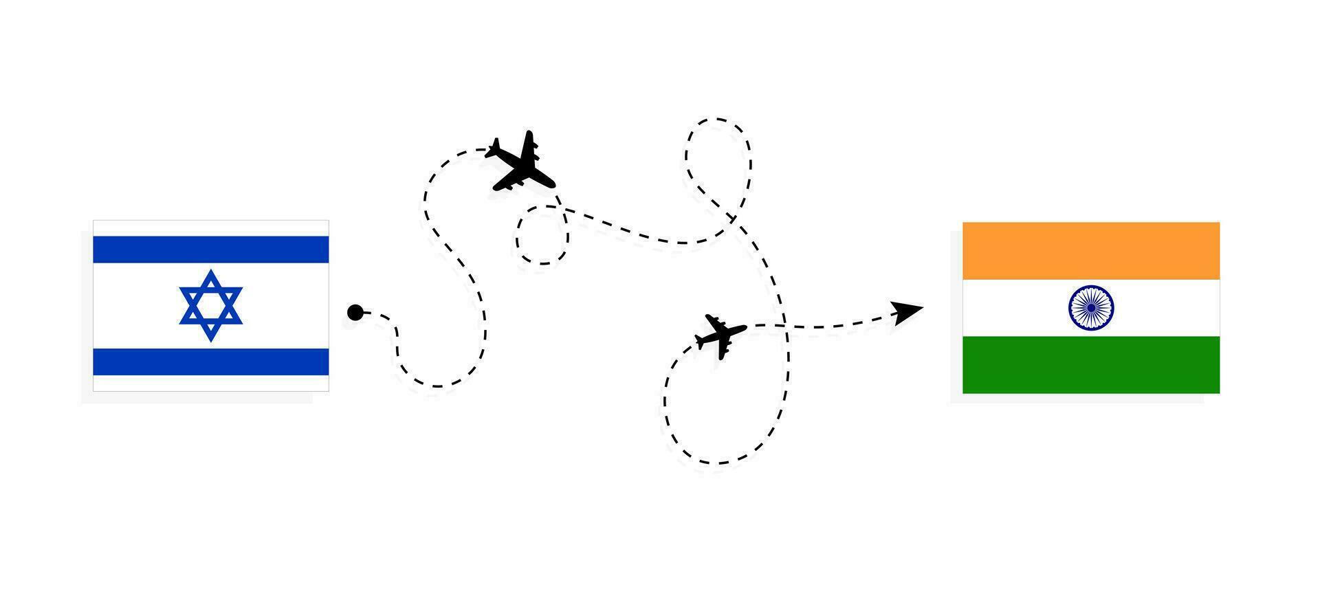 vol et Voyage de Israël à Inde par passager avion Voyage concept vecteur