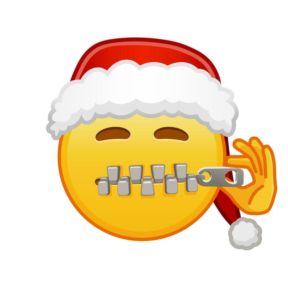 Noël fermeture éclair-bouche visage grand Taille de Jaune emoji sourire vecteur