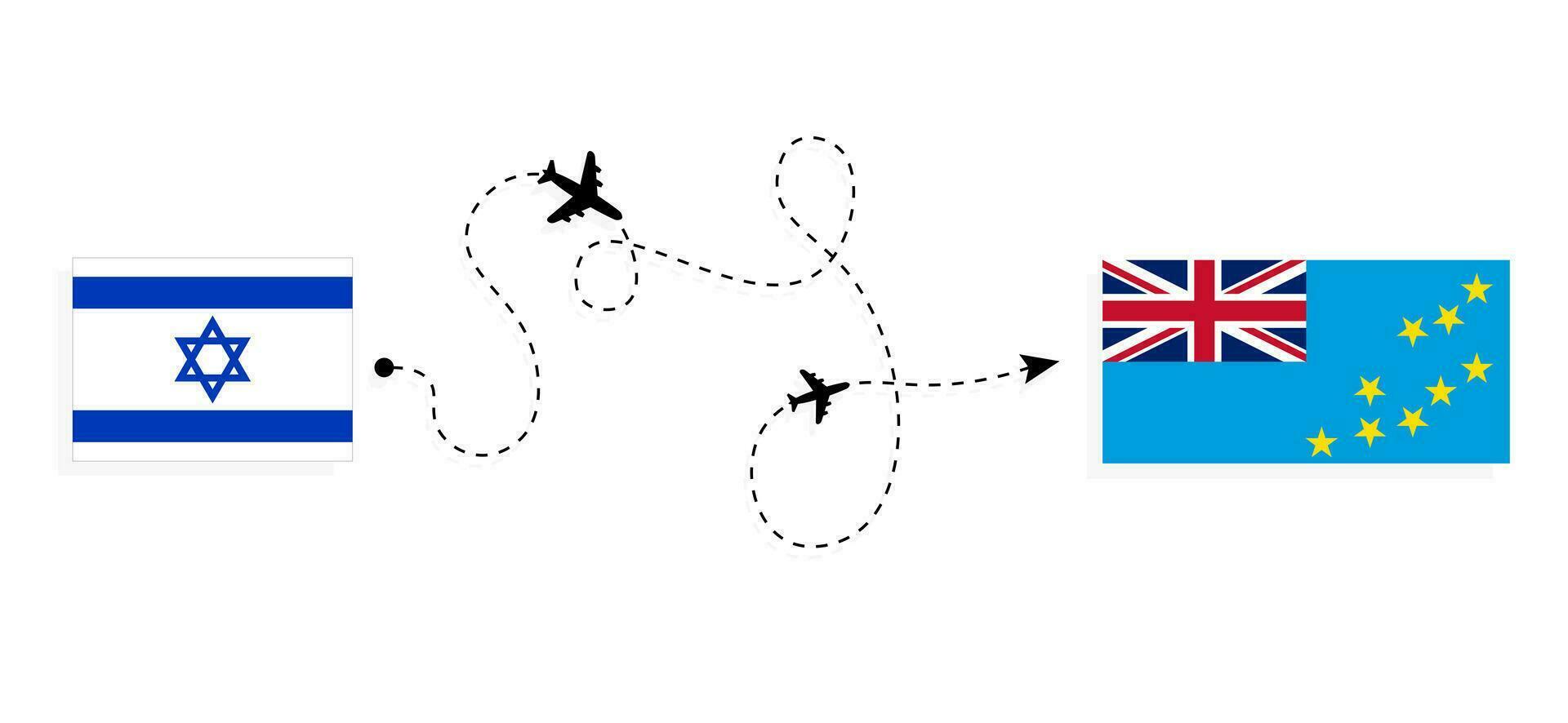 vol et Voyage de Israël à Tuvalu par passager avion Voyage concept vecteur