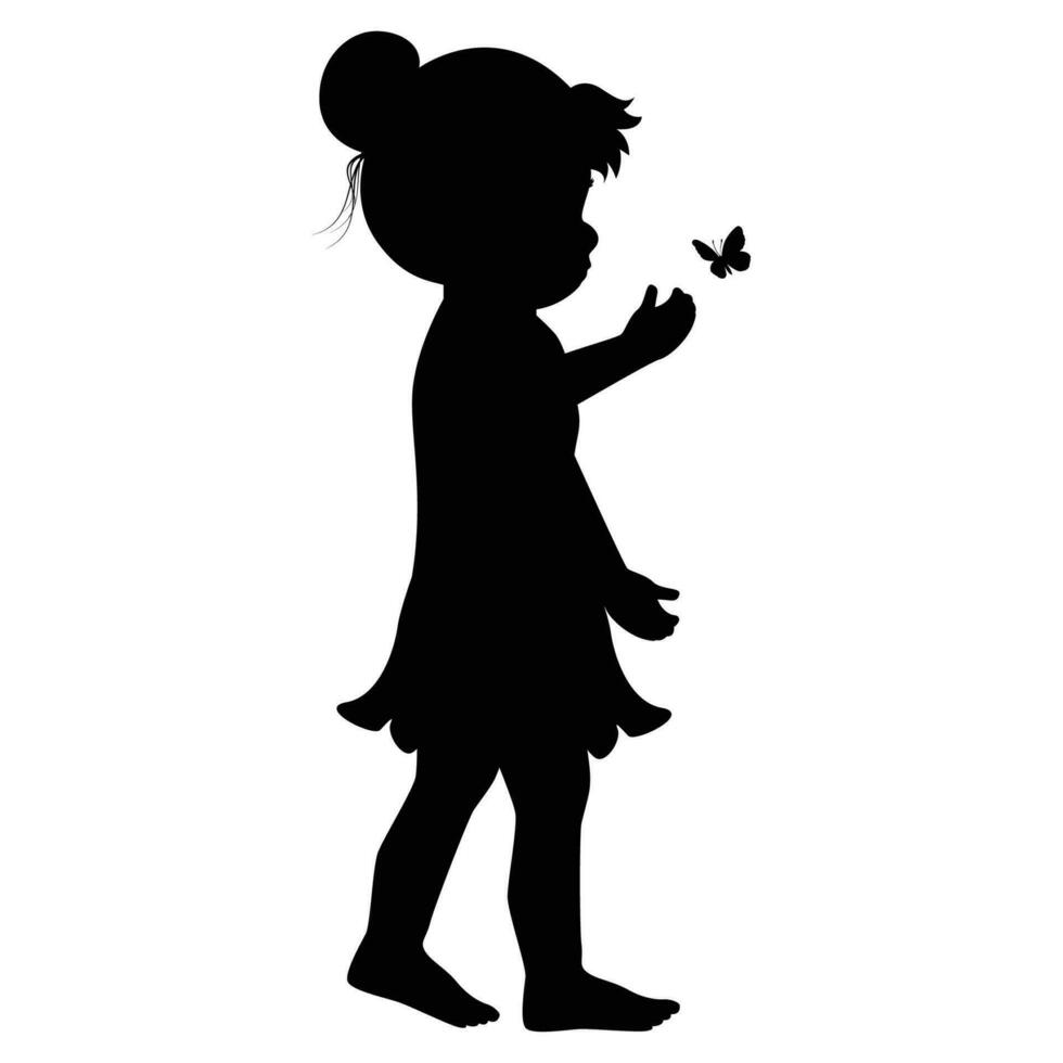 mignonne peu fille silhouette vecteur