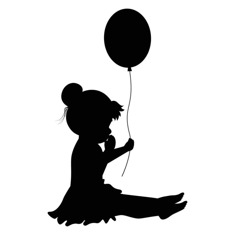 mignonne peu fille silhouette vecteur