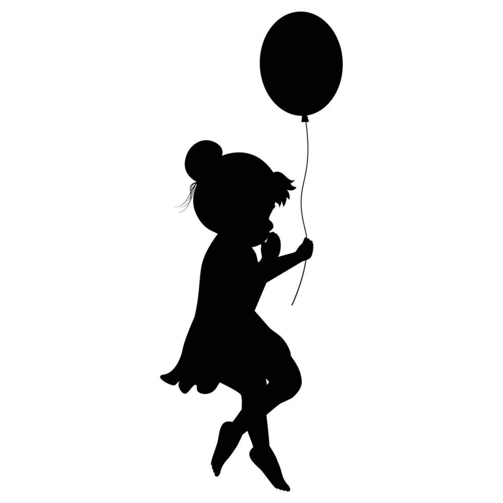 mignonne peu fille silhouette vecteur