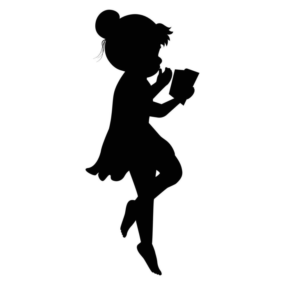 mignonne peu fille silhouette vecteur