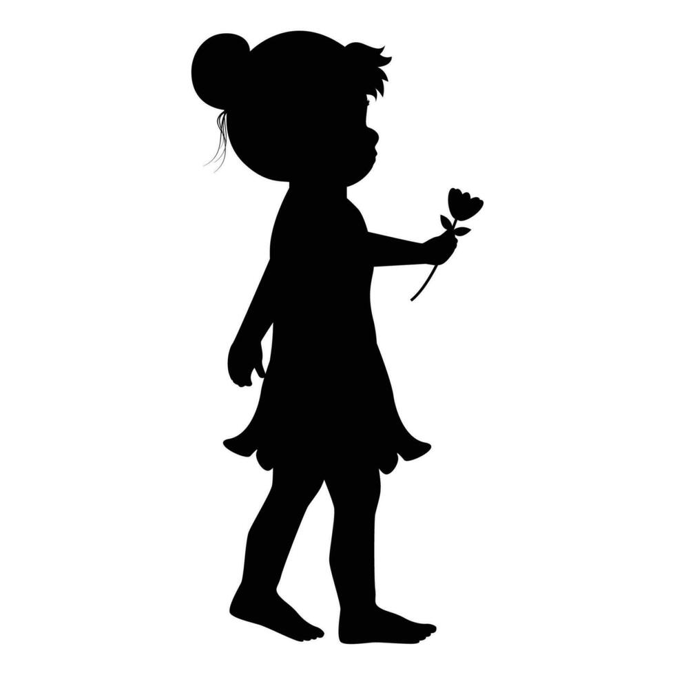 mignonne peu fille silhouette vecteur