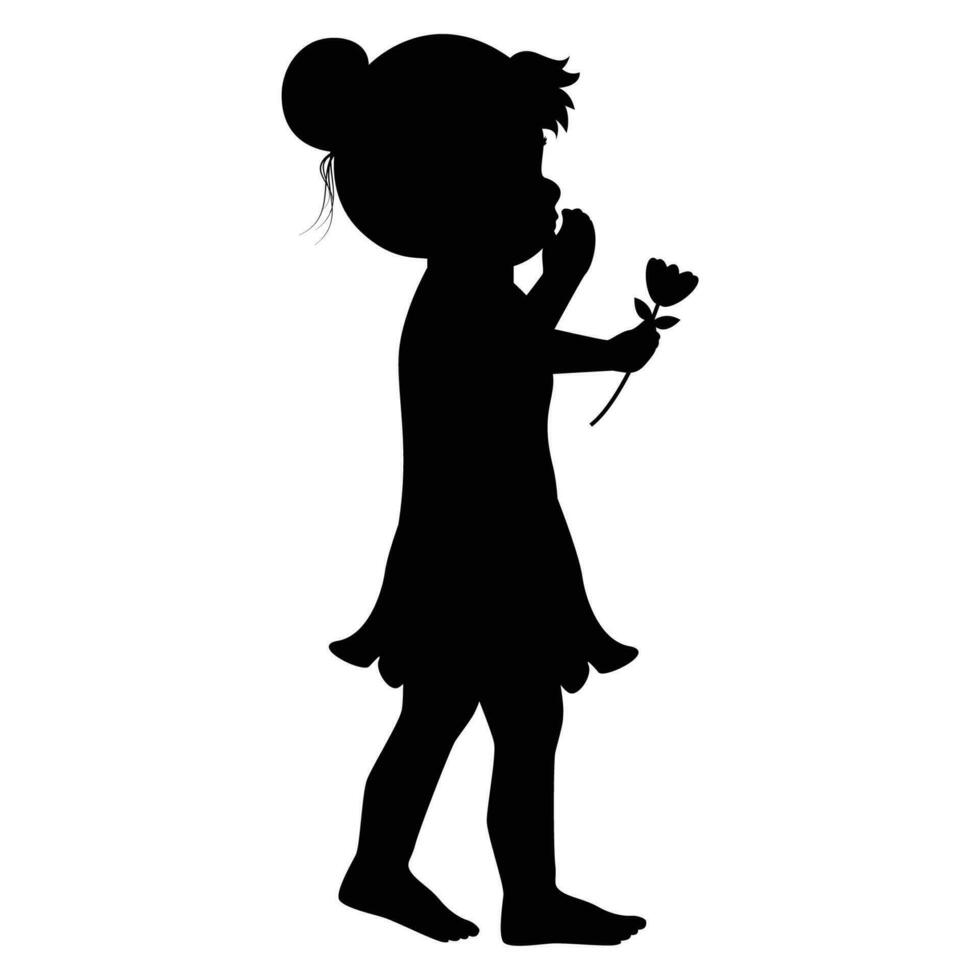 mignonne peu fille silhouette vecteur