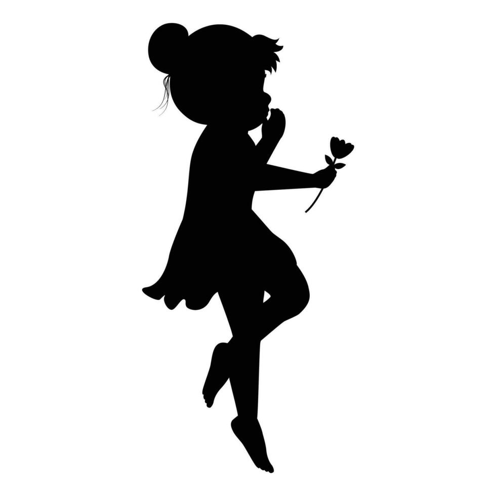 mignonne peu fille silhouette vecteur