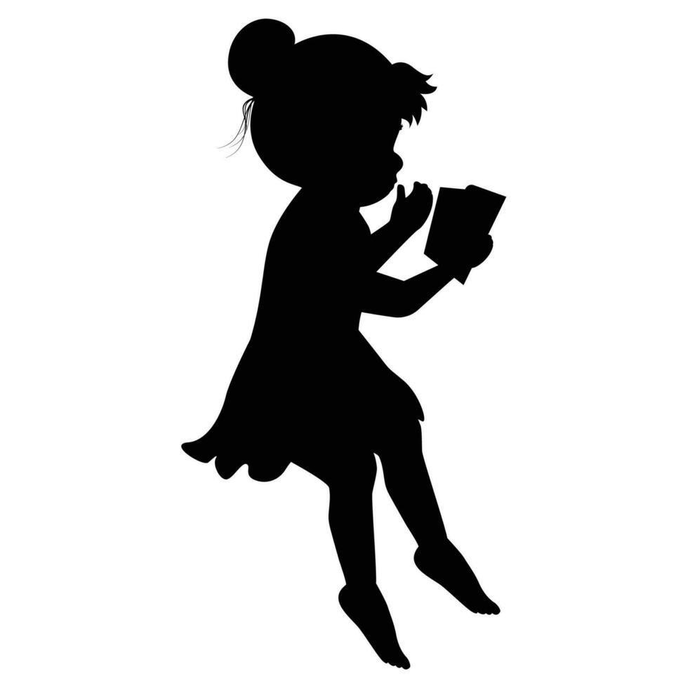 mignonne peu fille silhouette vecteur