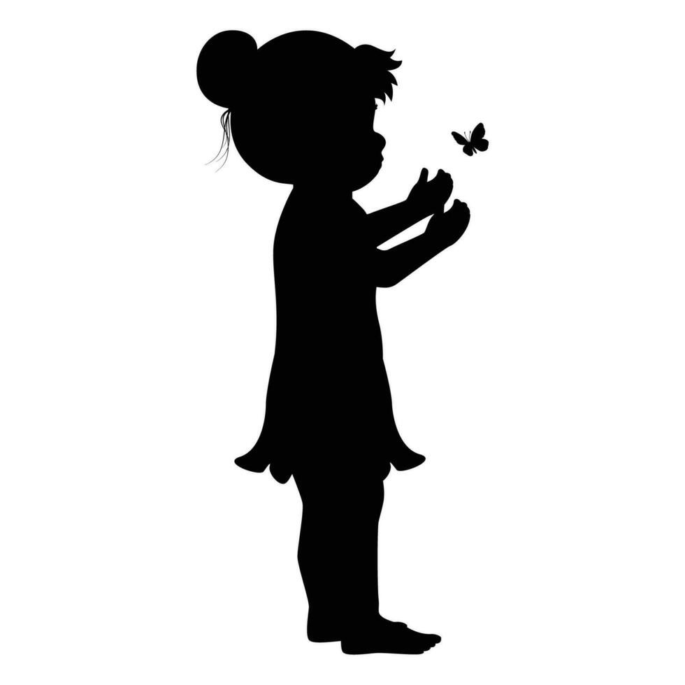 mignonne peu fille silhouette vecteur