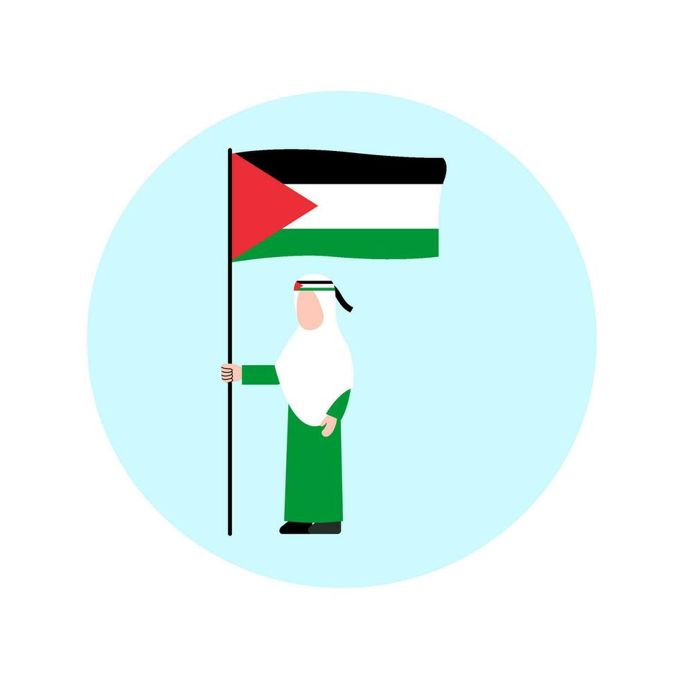 hijab femme en portant Palestine drapeau vecteur