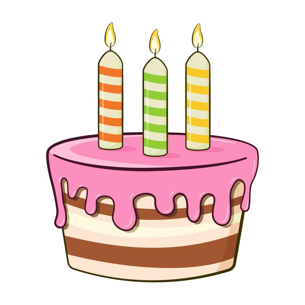 gâteau d'anniversaire avec des bougies vecteur